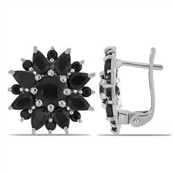 Серьги из серебра сапфир корунд, Роза