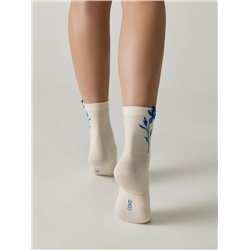 Классические CONTE CLASSIC Удлинённые носки женские из хлопка с пикотом «Василёк»