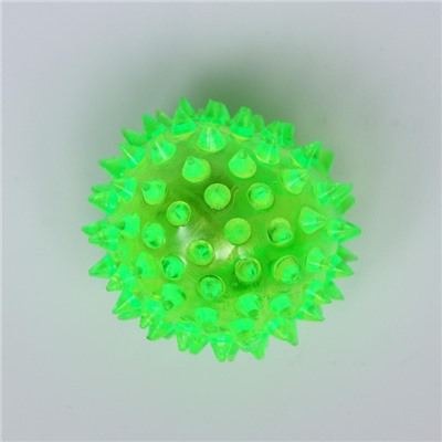 Мяч для собак средний, 5.5 см, светящийся, TPR, зелёный