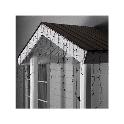 Гирлянда «Бахрома» 3×0.6 м, IP44, УМС, тёмная нить, 100 LED, свечение тёплое белое, мерцание, 24 В