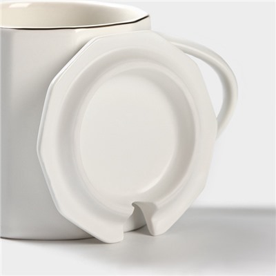 УЦЕНКА Кружка с ложкой Simple 350 мл, 12.5×9×9 см, нет крышки, белая