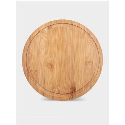 Блюдо с крышкой Доляна «Эстет», d=23.5 см, бамбук, стекло