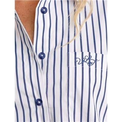 Блузка свободного силуэта в полоску из эластичного хлопка