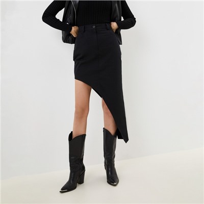 Юбка миди асимметричная женская MIST: Denim размер 48, чёрная