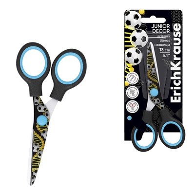 Ножницы детские 13 см ErichKrause Junior Decor "Sport DNA", с принтом на лезвиях, блистер