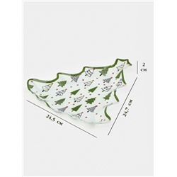 Блюдо сервировочное новогоднее Доляна «Ёлочка», 24.5×24.7×2 см, стекло, белое