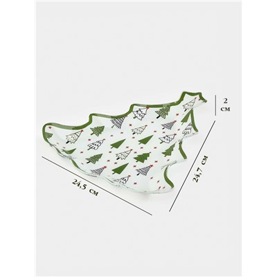 Блюдо сервировочное новогоднее Доляна «Ёлочка», 24.5×24.7×2 см, стекло, белое