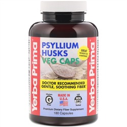 Yerba Prima, Шелуха семян подорожника, 180 вегетарианских капсул