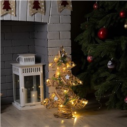 Светодиодная фигура «Ёлка» 38×55×13 см, металл, текстиль, батарейки ААх2 (не в комплекте), свечение тёплое белое