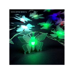 Гирлянда «Нить» 5 м с насадками «Бабочки малые», IP20, прозрачная нить, 20 LED, свечение мульти (RG/RB), мигание, 220 В