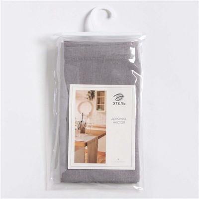 Дорожка на стол Этель ECO, серая, 40×136/±6 см, 70% хлопок, 30% лён, 190 г/м²