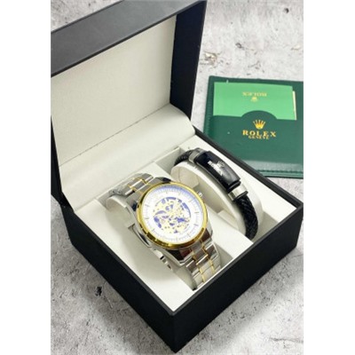 Подарочный набор для мужчины часы и браслет + коробка #22853430