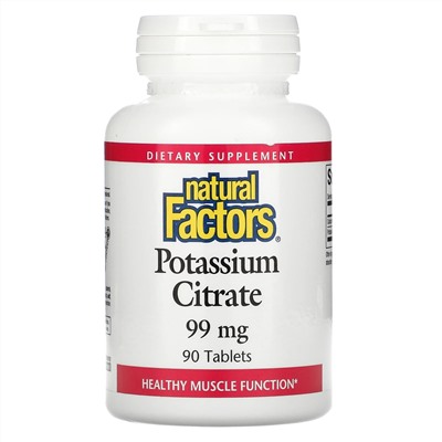 Natural Factors, цитрат калия, 99 мг, 90 таблеток