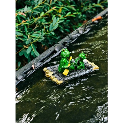 Садовая фигура из полистоуна «Лягушка на плоту», 17×11×9.5 см, водоплавающая