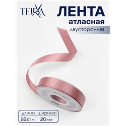 Лента атласная TEIRA, двухсторонняя, 20 мм, 25±1 м, нежно-розовая №164
