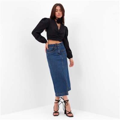 Блузка женская укороченная MIST Summer time, размер 46, чёрная