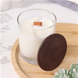 Свеча из соевого воска в стакане с деревянным фитилем и крышкой «Весенний ландыш», 110 г