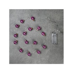 Гирлянда «Нить» 1.6 м с насадками «Фиолетовые шарики», IP20, серебристая нить, 15 LED, батарейки ААх2 (нет в комплекте), свечение белое