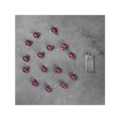 Гирлянда «Нить» 1.6 м с насадками «Фиолетовые шарики», IP20, серебристая нить, 15 LED, батарейки ААх2 (нет в комплекте), свечение белое