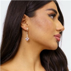 Серьги ювелирная бижутерия коллекция "Дубай" позолота, цвет камня: прозрачный, 37123, арт.947.589