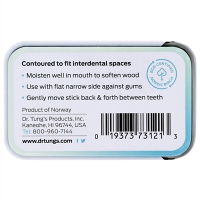 Dr. Tung's, Perio Sticks, палочки для удаления налета, тонкие 80 шт