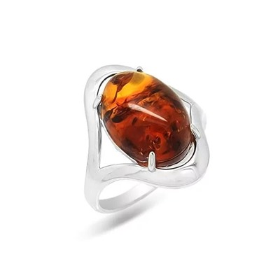 Кольцо из серебра янтарь, КП19