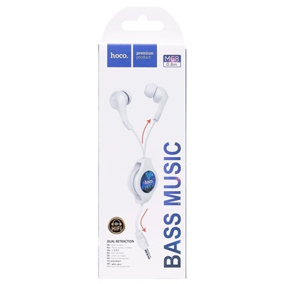 Проводные наушники с микрофоном внутриканальные Hoco M68 Easy (повр. уп.) Jack 3,5  (white)