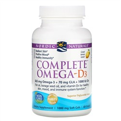 Nordic Naturals, Комплекс Омега-D3, лимон, 1000 мг, 60 мягких таблеток
