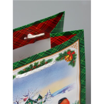 Пакет подарочный новогодний «Снегирь на ветке», 11.5×14.5×6.5 см