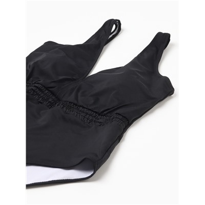 Купальник женский слитный с резинкой на талии, размер 44, чёрный
