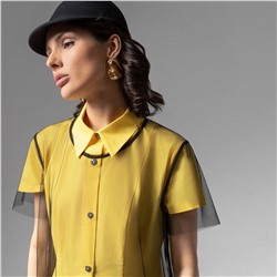 Платье-рубашка многослойное, Стильное самообладание (желтое, 2 в 1)