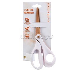 Ножницы канцелярские "Esthetics" 17,5 см, кольца эргономичной формы из пластика, цвет лавандово-пепельный, лезвия из нержавеющей стали с титановым покрытием в цвете розовое золото, в картонном подвесе