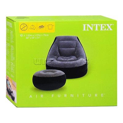 Надувное кресло 102х137х79см "Ultra Lounge" с пуфиком 64х28см, 100кг, 68564NP INTEX