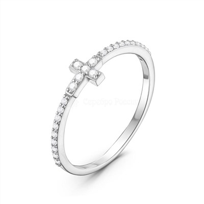 Кольцо из серебра с фианитами родированное 925 пробы 10-1366р