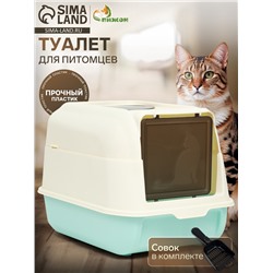 Туалет закрытый, 36×51×34 см, с откидным верхом, пластик, голубой