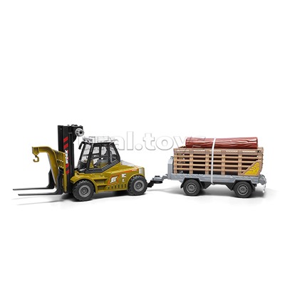 Машина "Вилочный погрузчик с прицепом" 1:43  (свет,звук) в коробке