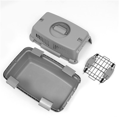 Переноска пластиковая «Неон» 48×32×29.5 см, вес животного до 12 кг, серая