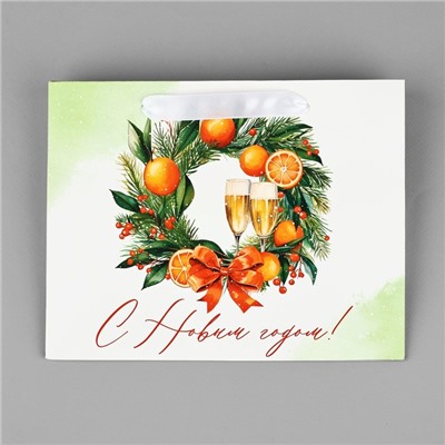 Пакет подарочный новогодний ламинированный «С Новым годом», MS 18×23×10 см