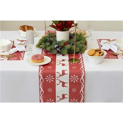 Дорожка на стол Доляна «Новый год», 180×30 см, красная