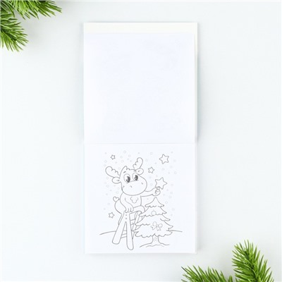 Подарочный набор новогодний, блокнот-раскраска и восковые мелки «С новым годом»