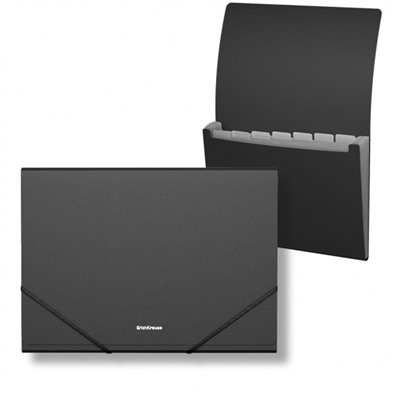 Папка 6 отд. на резинках А4 50414 Matt Classic черная 600мкм ErichKrause