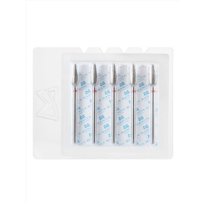 MANITA Фреза алмазная капля большая для аппаратного маникюра 856.104.260.120.040 ФАК-4,0 12М, красная насечка, ø 4,0 мм, 5 шт. 28347