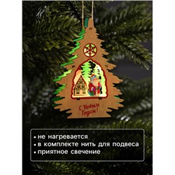 Подвеска световая «Дед Мороз», 13×3×18 см, 6 LED, от батареек, свечение тёплое белое