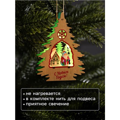 Подвеска световая «Дед Мороз», 13×3×18 см, 6 LED, от батареек, свечение тёплое белое