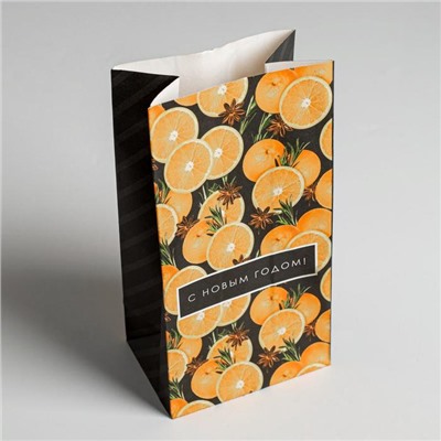 Пакет подарочный без ручек «С Новым годом!», 10×19×7 см
