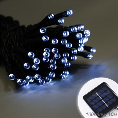 Гирлянда с питанием от солнечных элементов 10 м 100 лампочек 6 режимов / DPM-5801 /уп 100/ белый свет