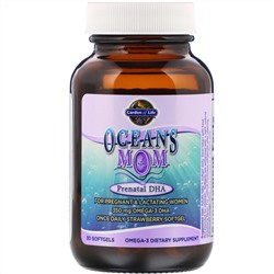 Garden of Life, Oceans Mom, пренатальная ДГК со вкусом клубники, 30 мягких желатиновых капсул