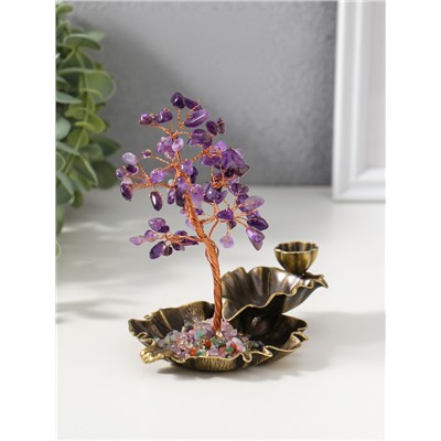 Подставка под благовония «Лягушка в фонтане у дерева», 72 камня, 8.5×13×15 см