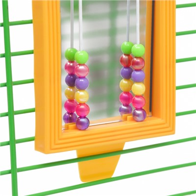 Игрушка для птиц «Зеркало с бусами», 13×6.7 см, цвет МИКС