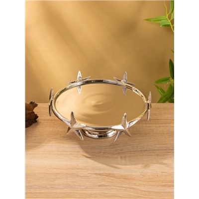 Тортовница со стеклянной крышкой «Звёзды», 21×21×23 см, алюминий